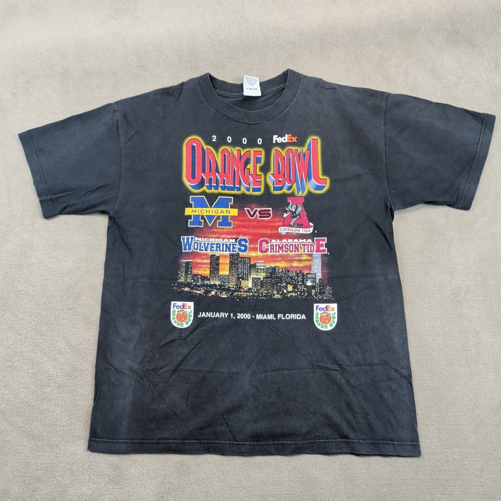 Dynasty XL Vintage 2000 Orange Bowl Michigan vs Alabama Graphic Tee Y2K Black
